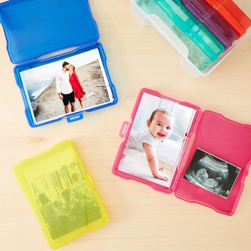 Paper Junkie Photo Storage Box - 4 x 6 in Clear Plastic & 6 Multicolor Inner Cases - Snap-Close Photo Storage Containers & Sticker Box - Image 2